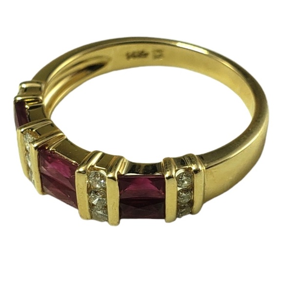 14K Gold Lab Created Ruby & Diamond Ring Size 7.25 Lab Certified  #16168 - Picture 4 of 10